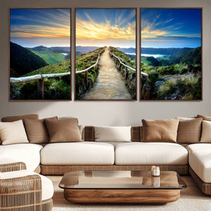 Mountain and Sunset Wall Art Canvas Print