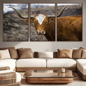 Texas Longhorn Canvas Wall Art - Longhorn Steer Canvas Wall