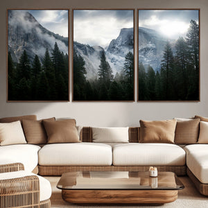 Yosemite National Park El Capitan Foggy Mountain Wall Art |