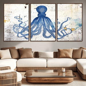 Octopus Canvas Wall Art | Coastal Marine Life Artwork for