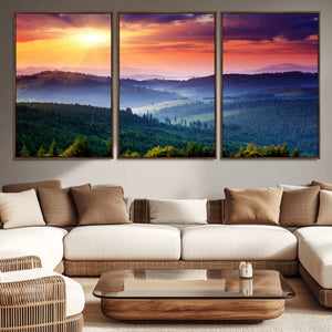 Mountain and Sunset Wall Art Canvas Print