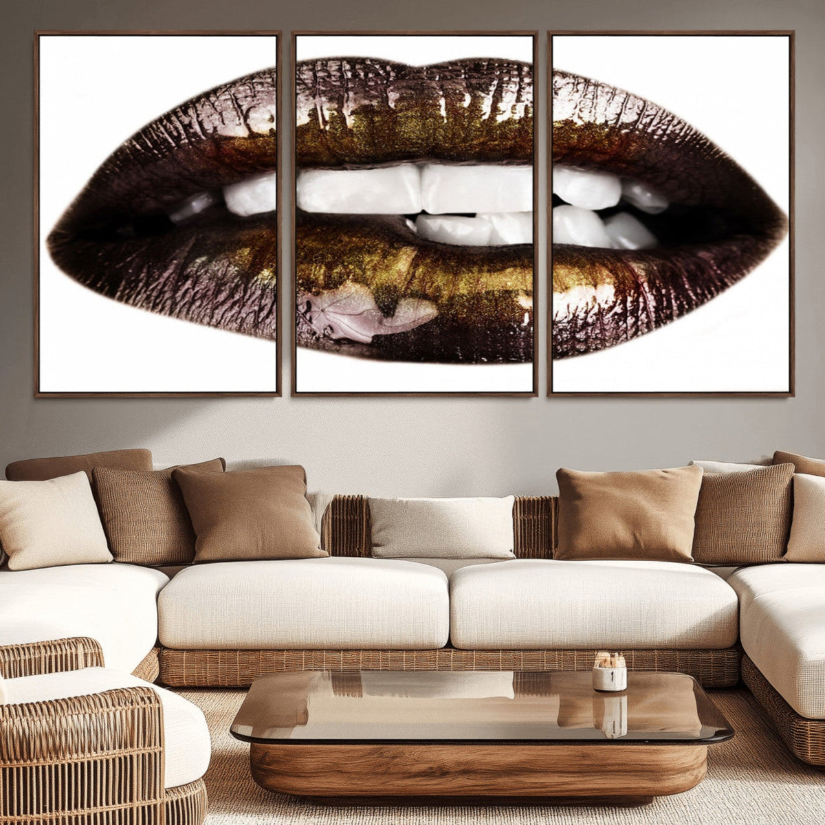 Close Up Lips Wall Art Canvas Print