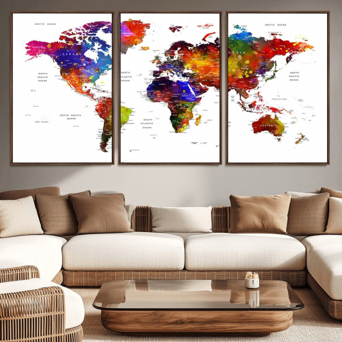 World Map Canvas Print – Detailed Map of the World Wall Art