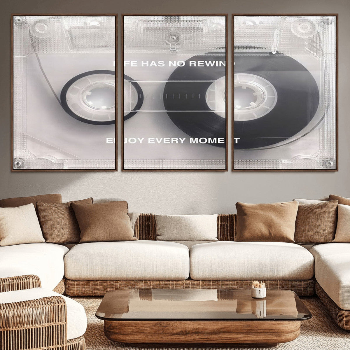 Vintage Cassette Tape Canvas Wall Art - Inspirational 'Life