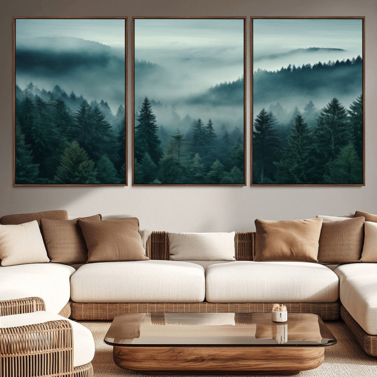 Captivating Misty Foggy Forest Wall Art Premium Canvas Print