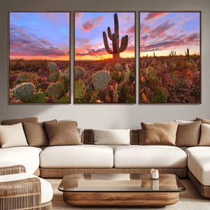 Arizona Desert Wall Art Canvas Print - Framed Deser Sunset
