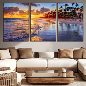 Serene Beach Sunset Wall Art Canvas- Coastal Seascape Print