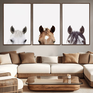 Horse Prints Set, Set of 3 Horse Wall Art, Horses Portraits,
