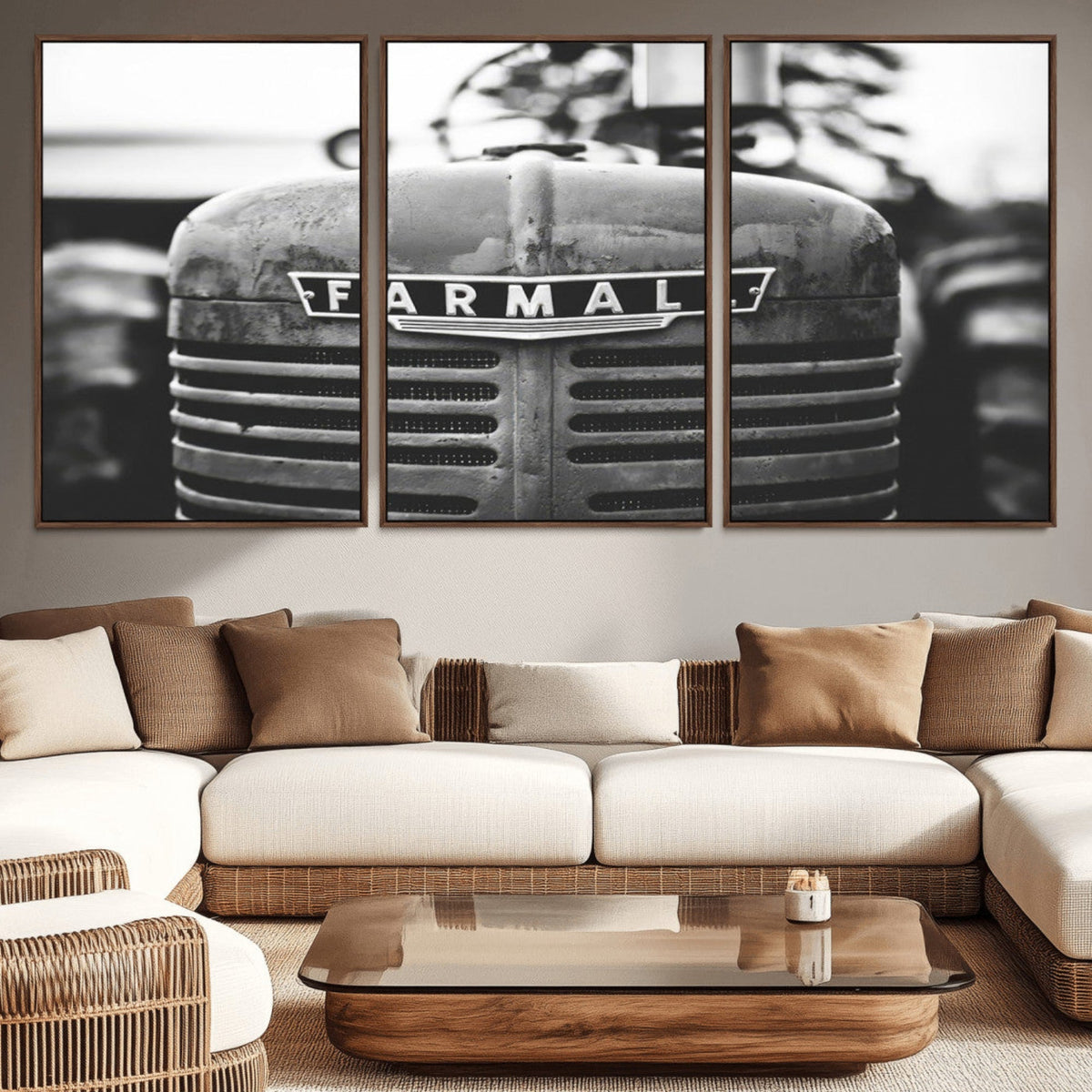 Vintage Farmall Tractor Wall Art Canvas Print, Rustic