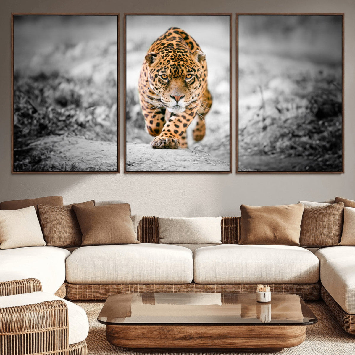 Jaguar Wall Art Canvas Print - Majestic Big Cat in Focused