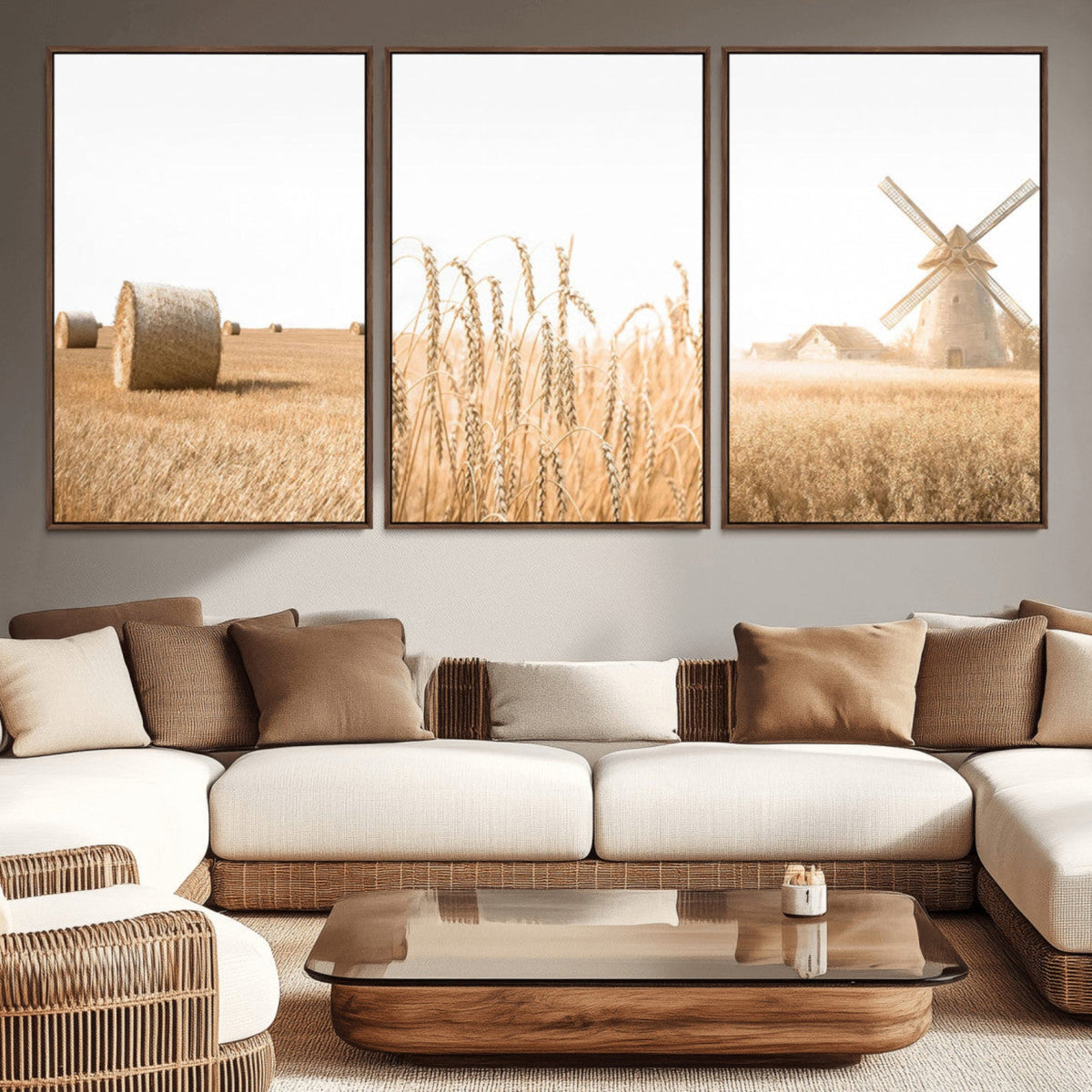 Vintage Farmhouse Triptych Wall Art – Giclée Canvas