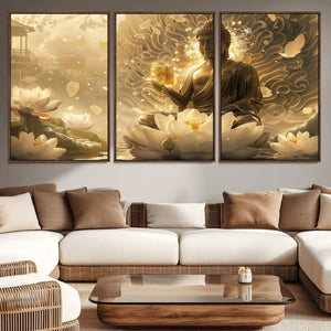 Golden Buddha Wall Art | Yoga Room Decor and Meditation Room