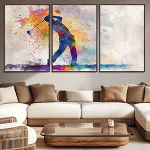 Watercolor Golf Swing Wall Art Canvas Print | Vibrant