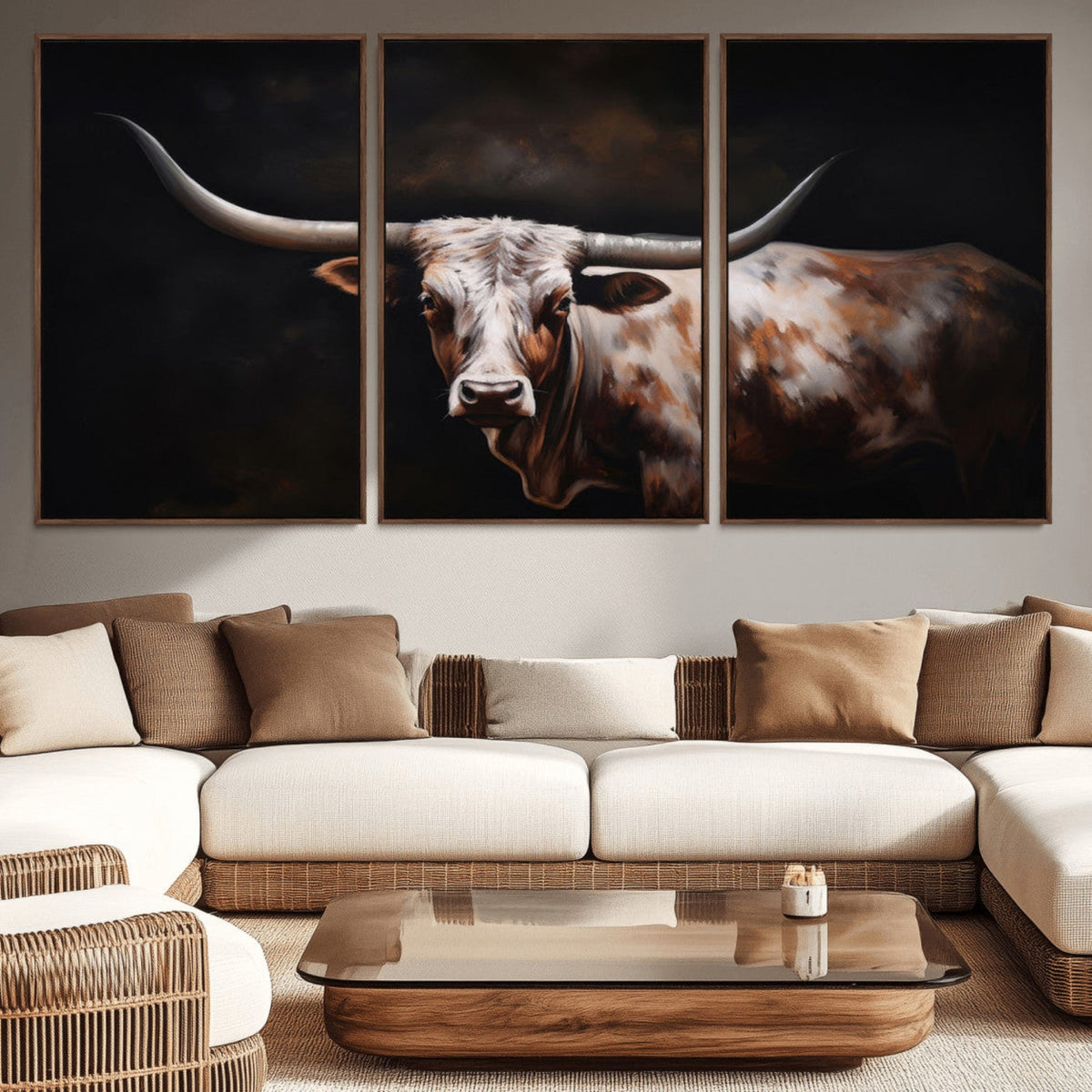 Texas Longhorn Wall Art Canvas Print | Western Ranch Decor |