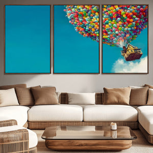 Carl Fredricksen, Up Movie Wall Art, Colorful Balloon House