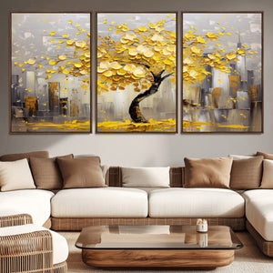 Golden Tree Canvas Print | Abstract Wall Art for Modern