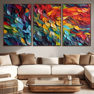 Vibrant Abstract Leaf Wall Art Canvas Print | Bold Colorful