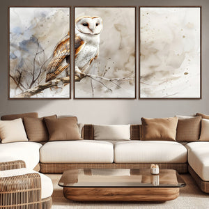 Barn Owl Wall Art | Watercolor Canvas Print | Perfect for