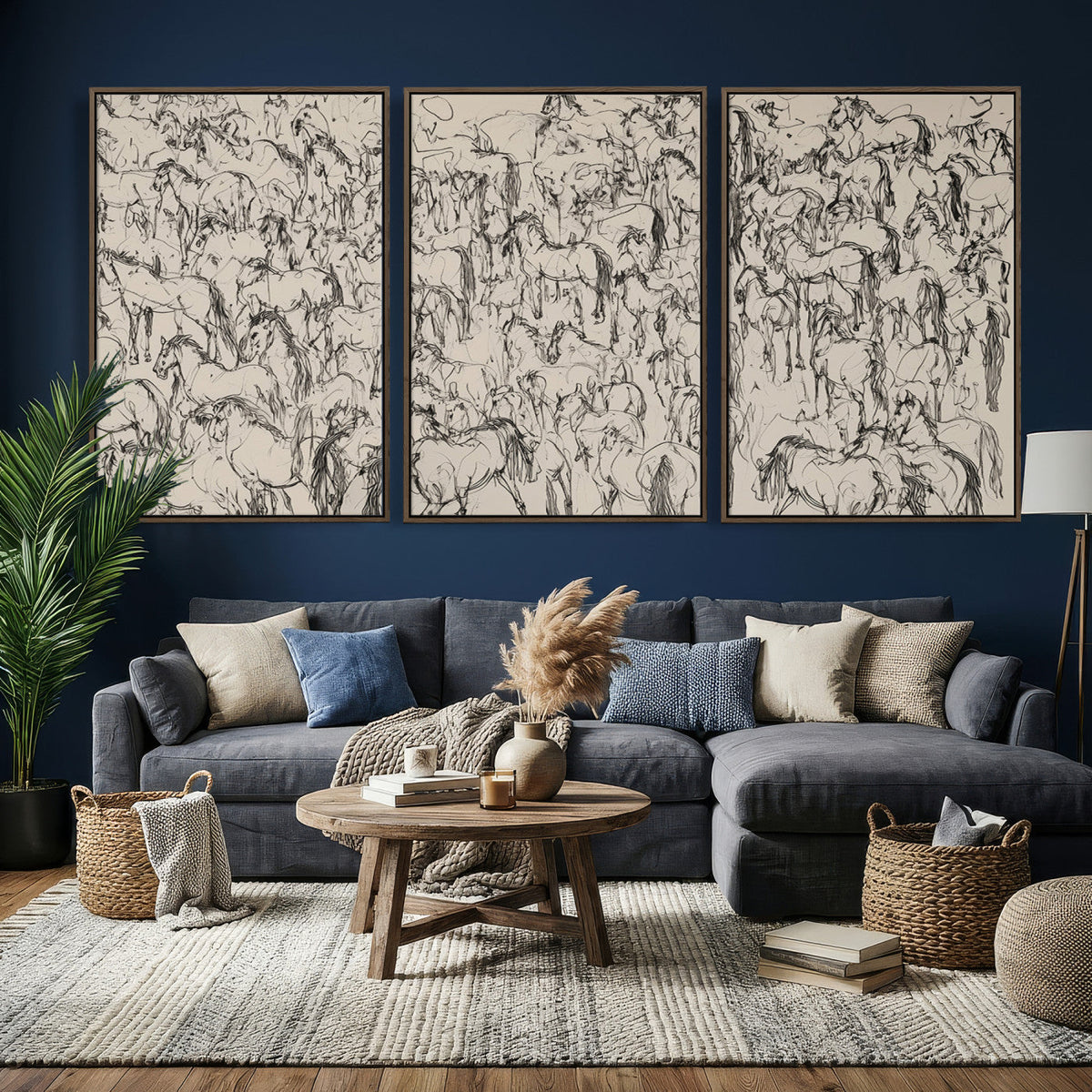 Abstract Horse Sketch Wall Art | Ready to Hang and Framed |
