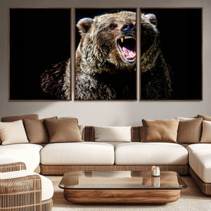 Grizzly Bear Canvas Print | Wildlife Wall Art for Cabin