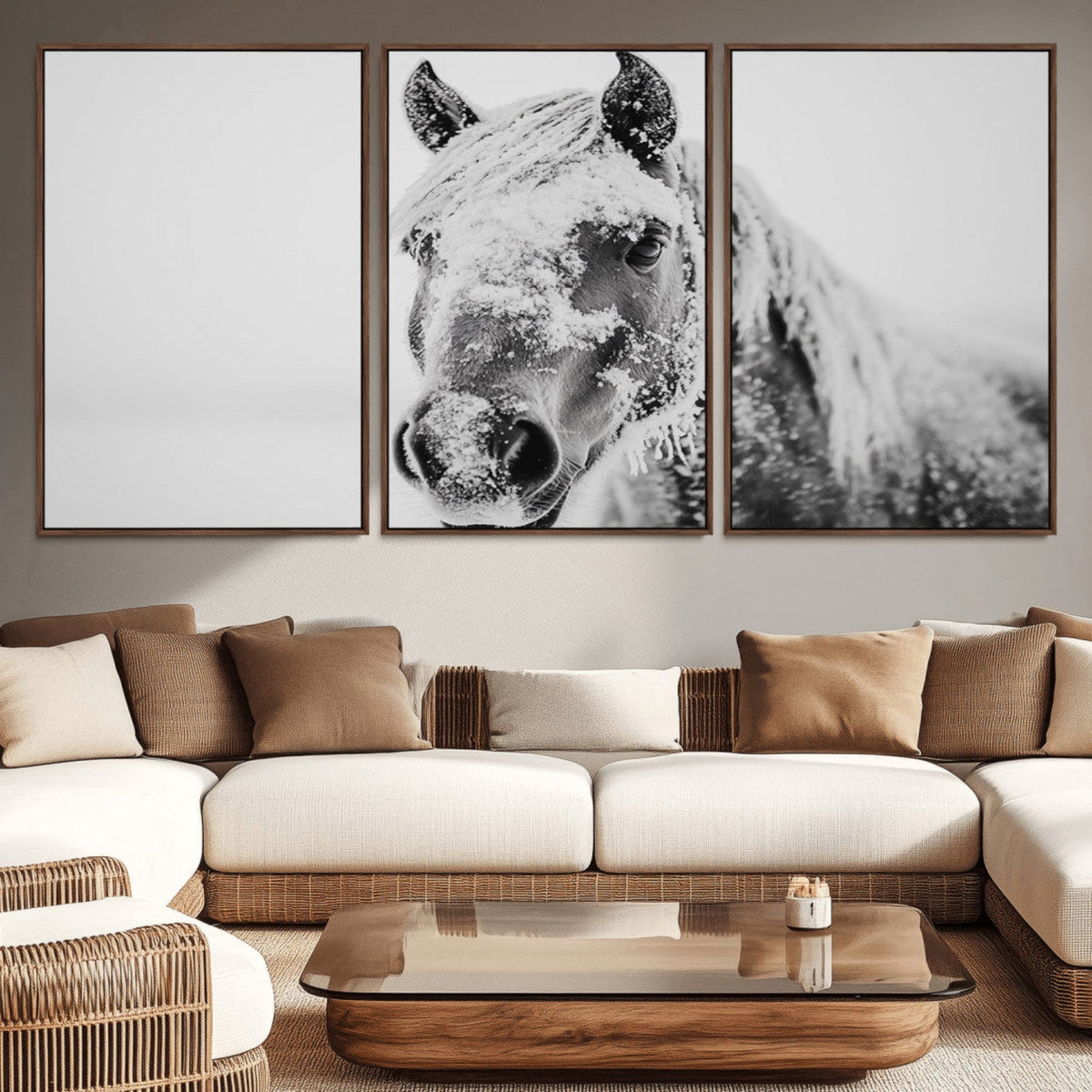 White Horse Wall Art | Ready to Hang and Framed | Winter