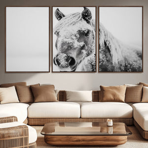 White Horse Wall Art | Ready to Hang and Framed | Winter