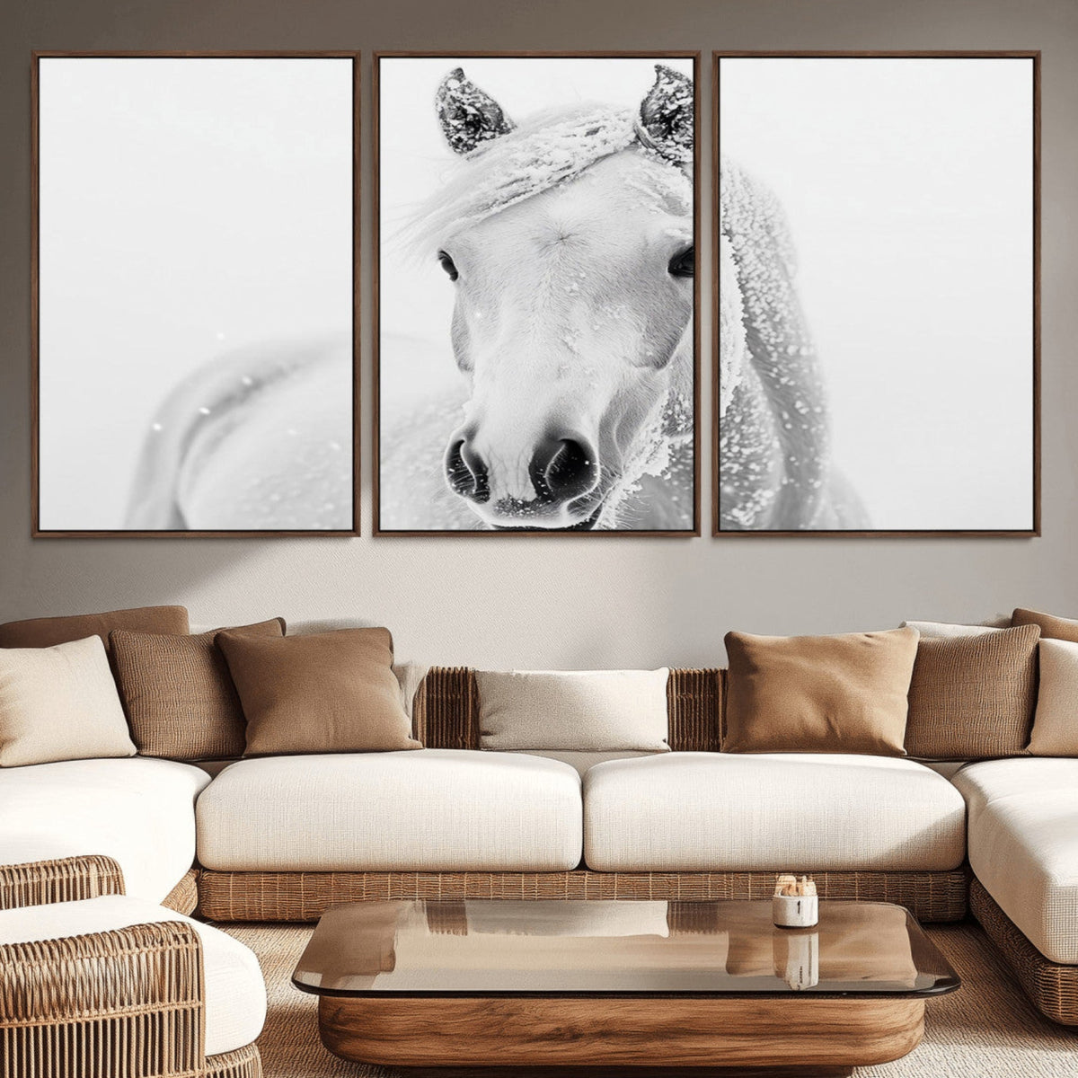 Majestic White Horse Wall Art | Ready to Hang and Framed |