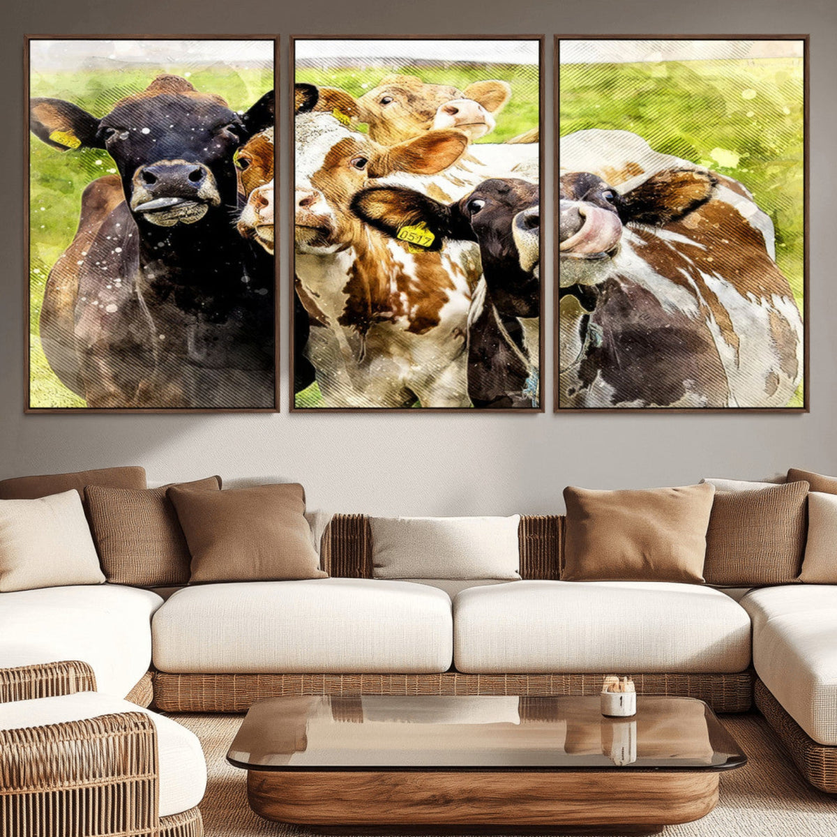 Curious Cows Farmhouse Wall Art | Ready to Hang and Framed