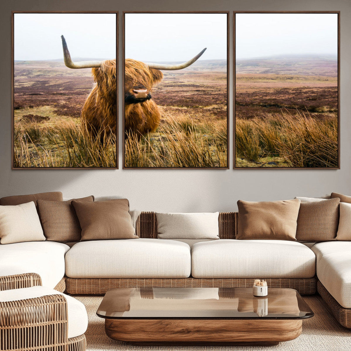 Scottish Highland Cow Canvas Wall Art – Rustic Farmhouse
