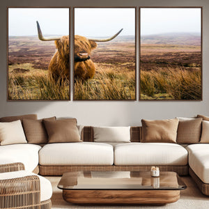 Scottish Highland Cow Canvas Wall Art – Rustic Farmhouse