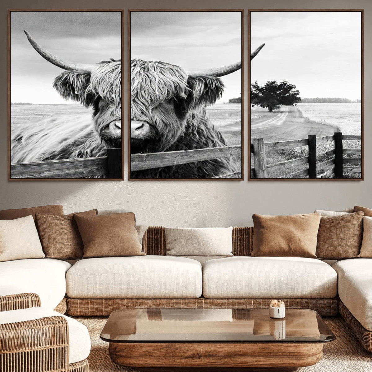 Scottish Highland Cow Wall Art | Rustic Farmhouse Décor |