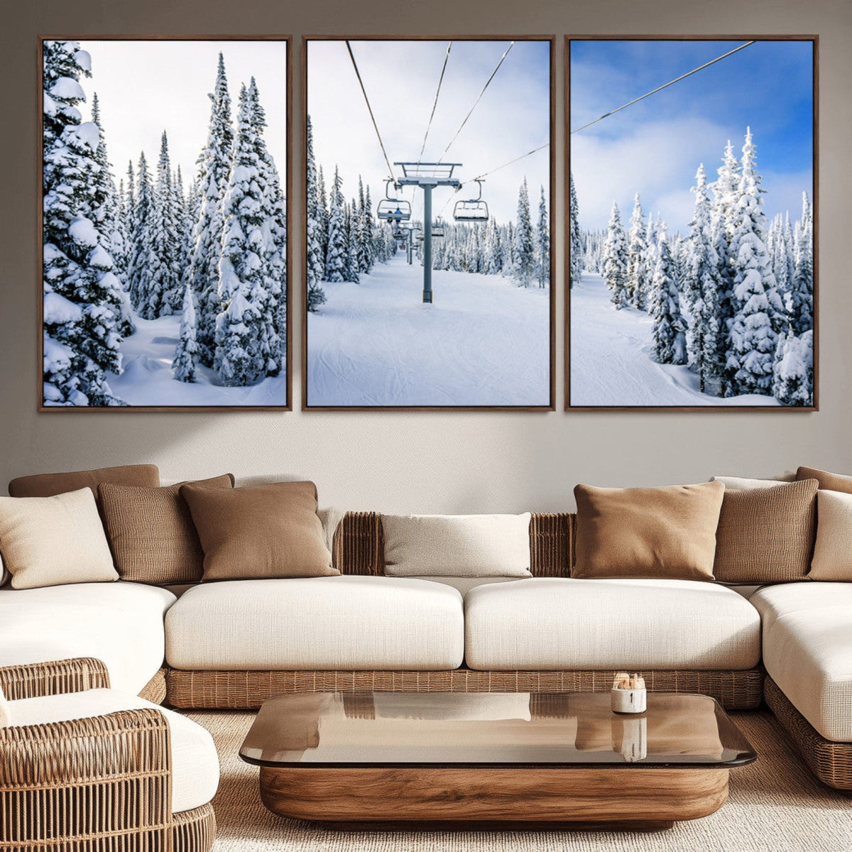 Winter Ski Lift Wall Art Print - Landscape Wall Art | Snowy