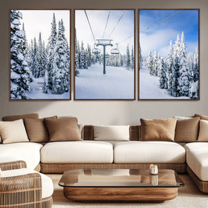Winter Ski Lift Wall Art Print - Landscape Wall Art | Snowy