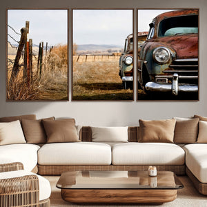 Old Rustic Classic Car Wall Art Canvas Print