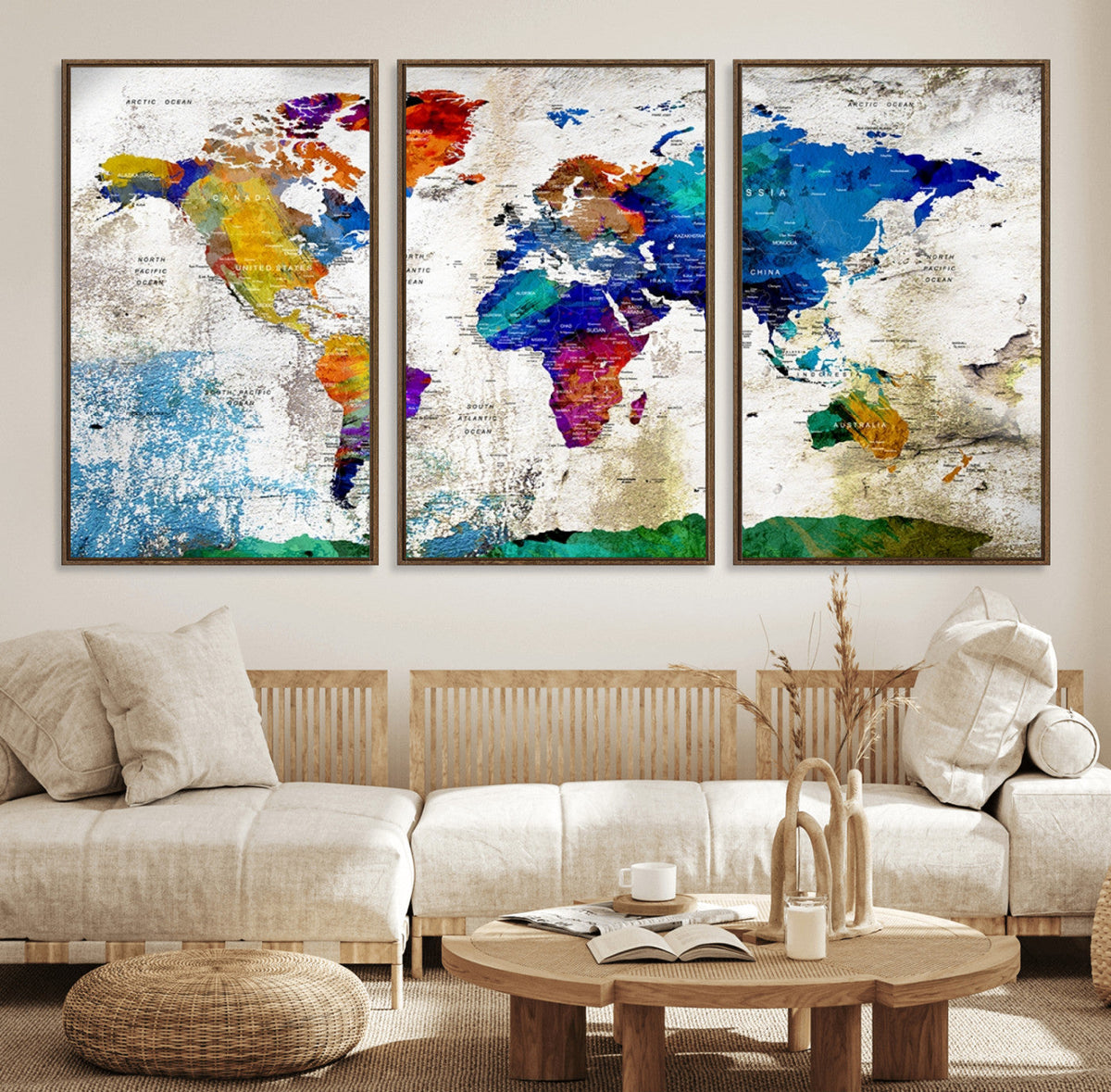 World Map Canvas Print – Framed Travel Map Wall Art for