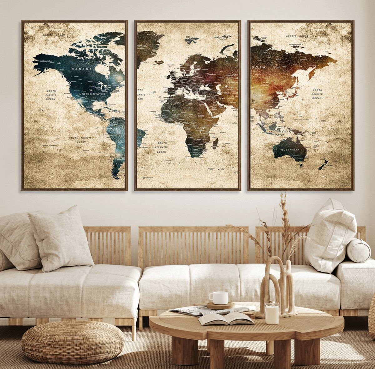 World Map Canvas Print – Detailed Map of the World Wall Art