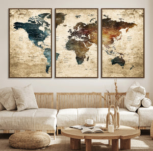World Map Canvas Print – Detailed Map of the World Wall Art
