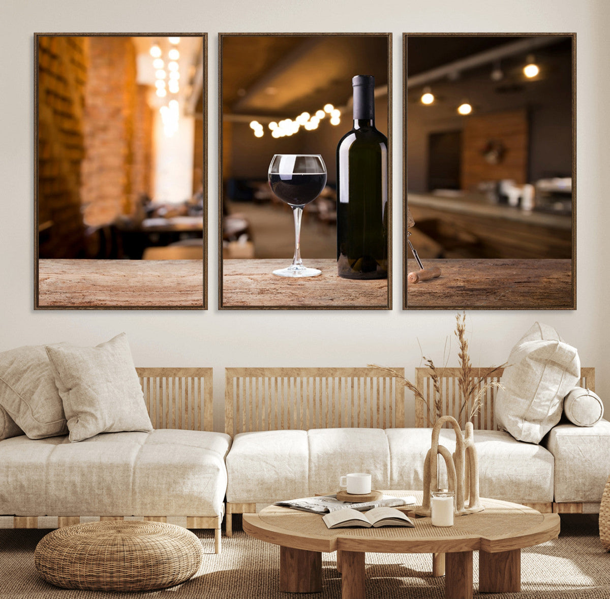 Wine and Bottle Wall Art Canvas Print