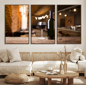 Wine and Bottle Wall Art Canvas Print