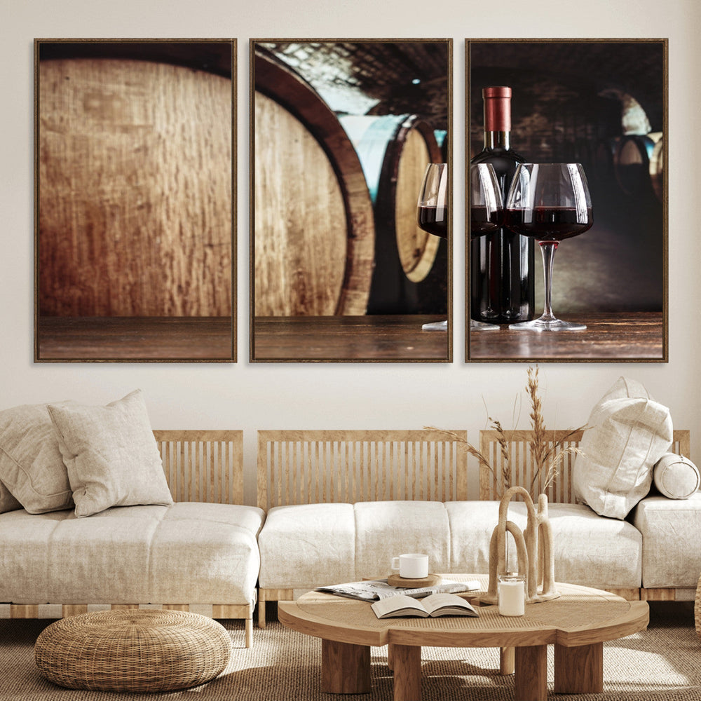 Wine and Barrel Wall Art Canvas Print