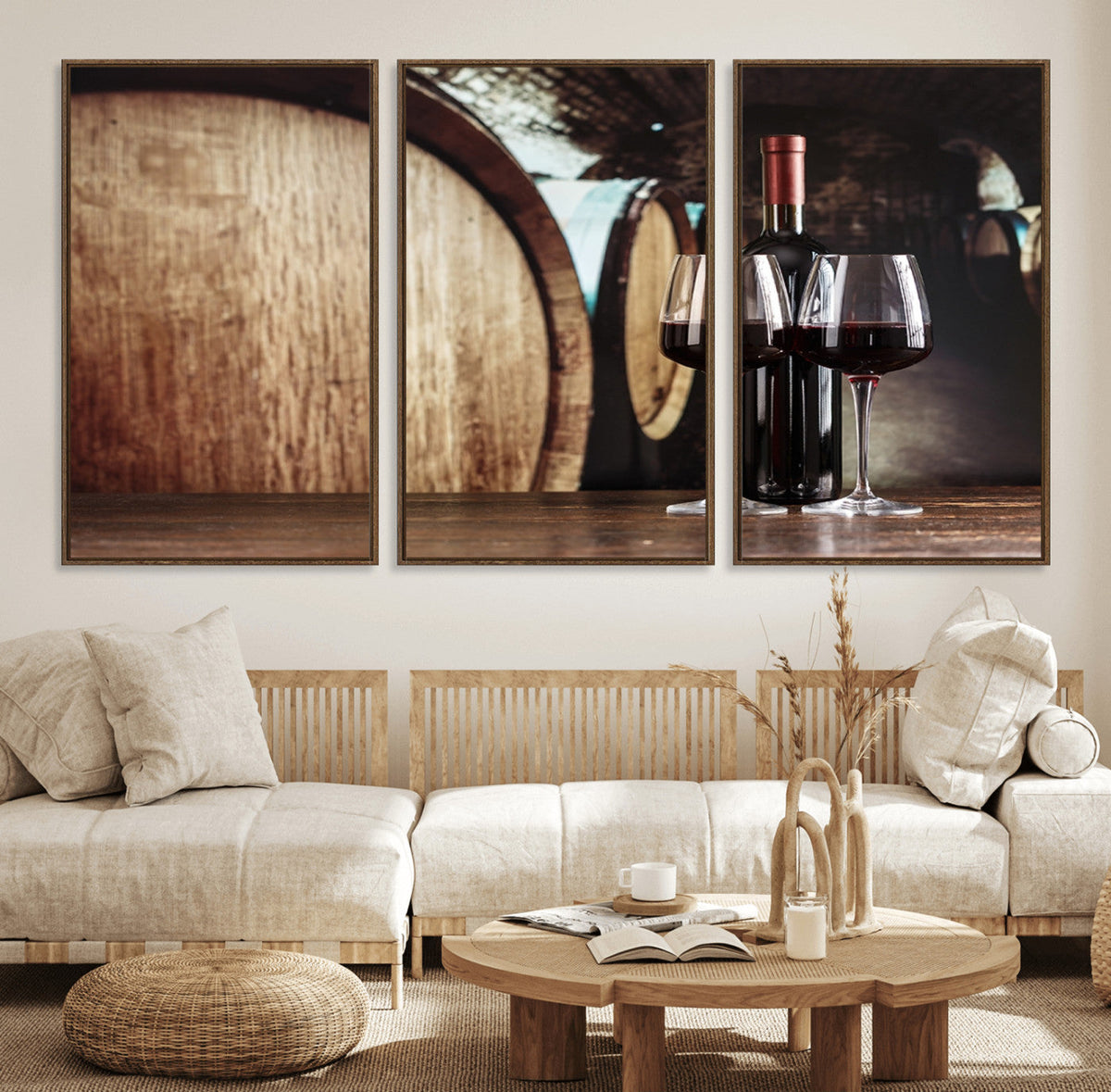 Wine and Barrel Wall Art Canvas Print
