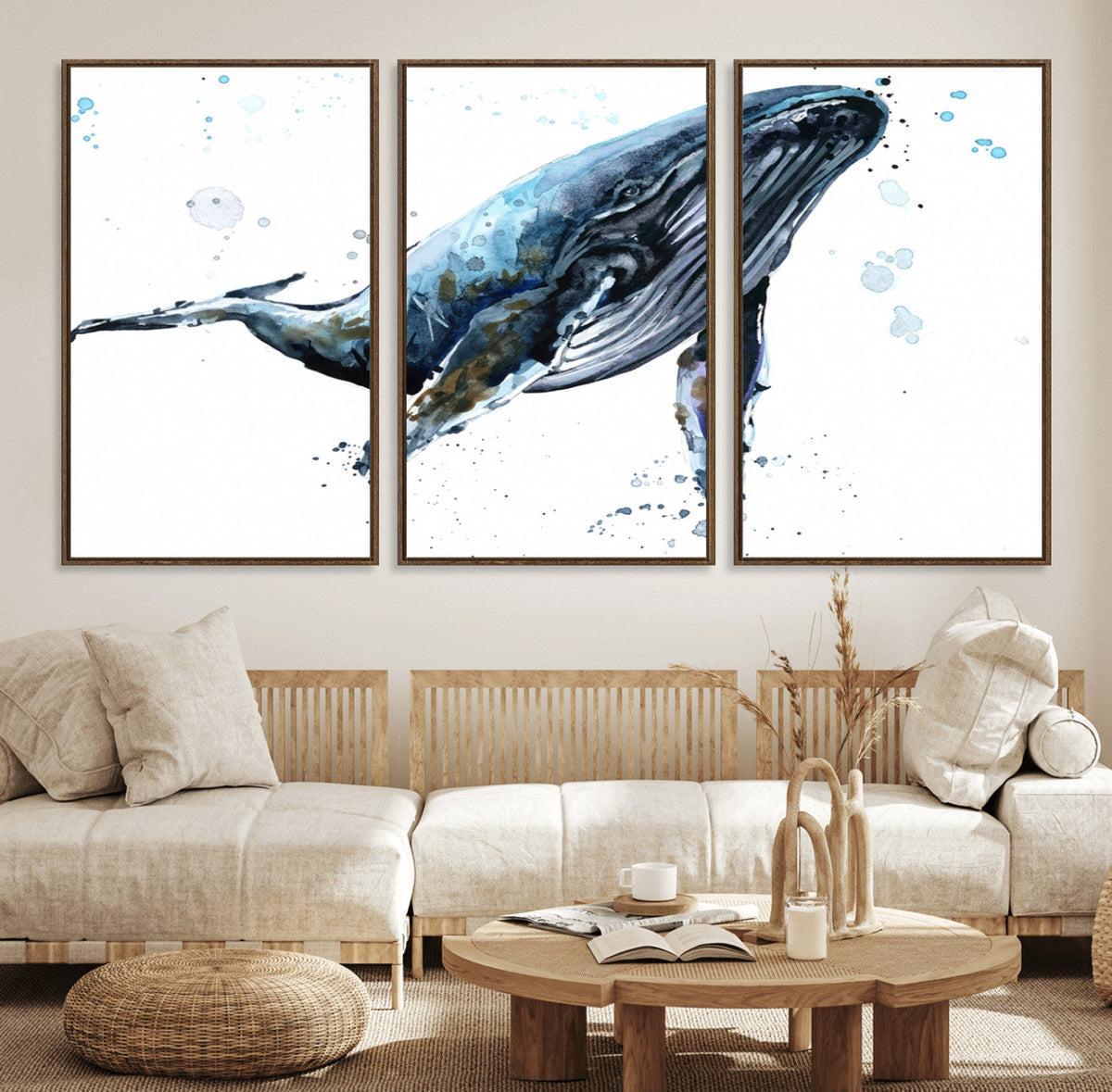 Watercolor Whale Wall Art Canvas Print