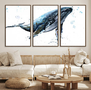 Watercolor Whale Wall Art Canvas Print