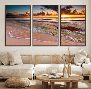 Sunset on Ocean Wall Art Canvas Print