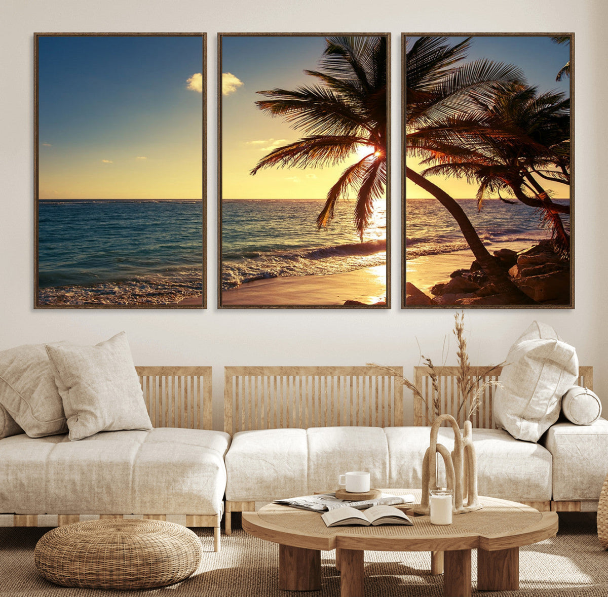 Sunset Palm Trees Wall Art Canvas Print