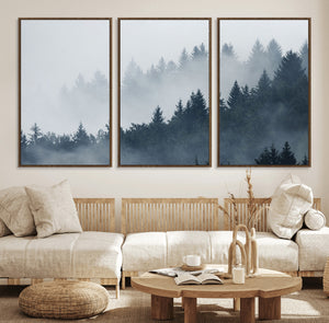 Foggy Pine Forest Wall Art Canvas Print
