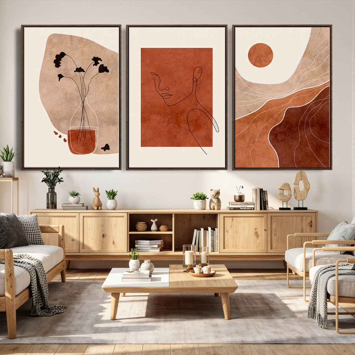 Boho Sunset Mountain Canvas Print, Modern Boho Sunset