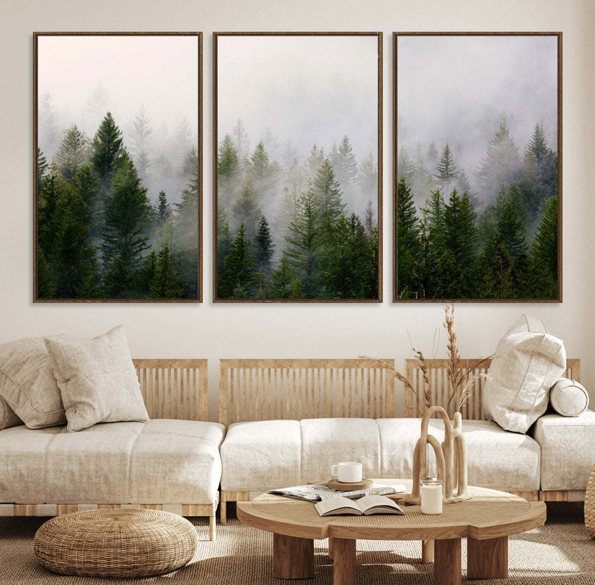 Forest Wall Art Canvas Print | Foggy Forest Wall Art | Pine