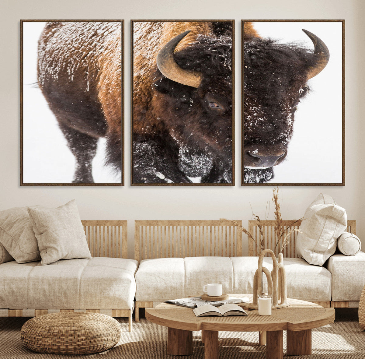 Bison Wall Art Canvas Print For Farmhouse, Wild Animal Wall