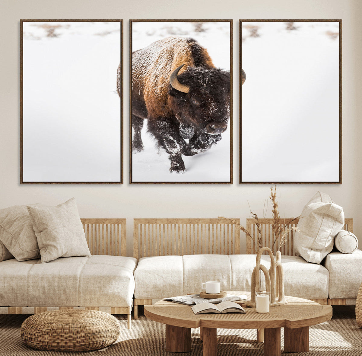 Bison Winter Wall Art Canvas Print For Farmhouse Decor